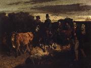 Gustave Courbet bonder atervander till flagey marknanaden Germany oil painting artist